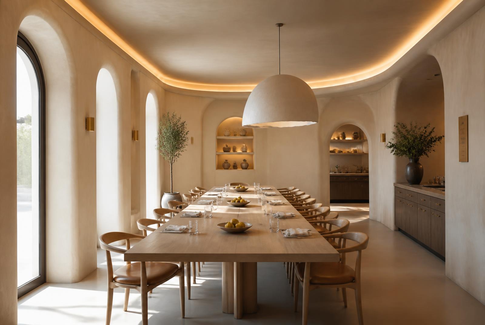 The Long Table at The Selah — A single oak slab for ten. Breakfast runs until eleven and nobody is asked to move along.